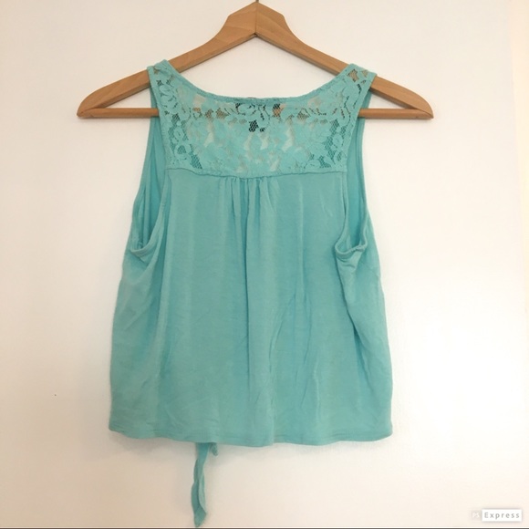 Forever 21 Tie Knot Turquoise Crop Top - Picture 2 of 3